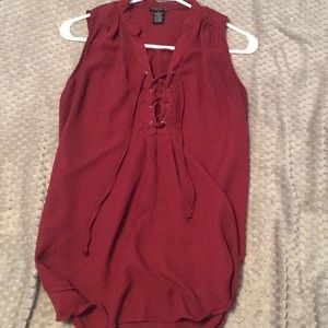 Red lace up summer shirt